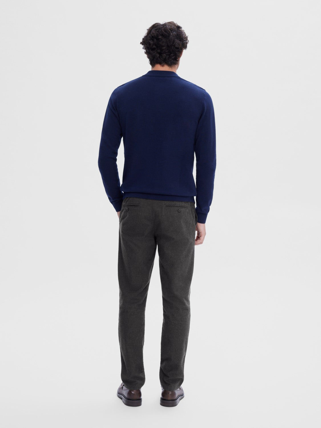 SELECTED Navy 3 Button Knit Poloshirt