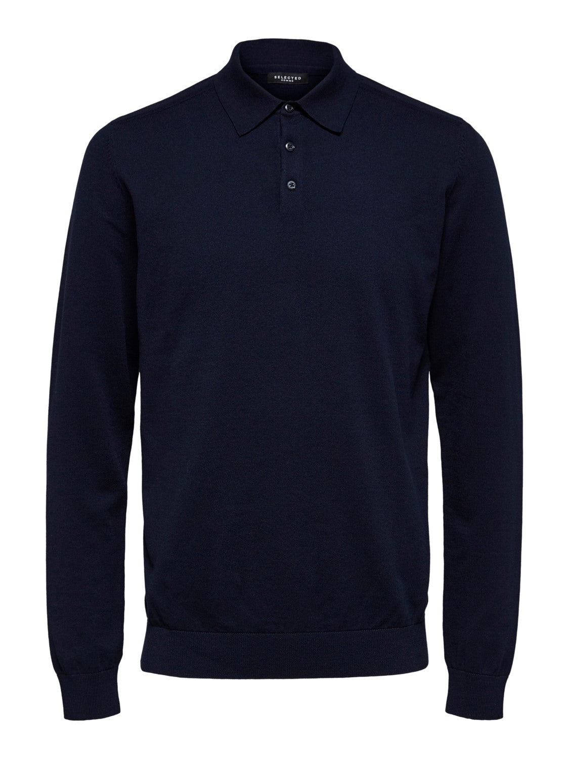 SELECTED Navy 3 Button Knit Poloshirt