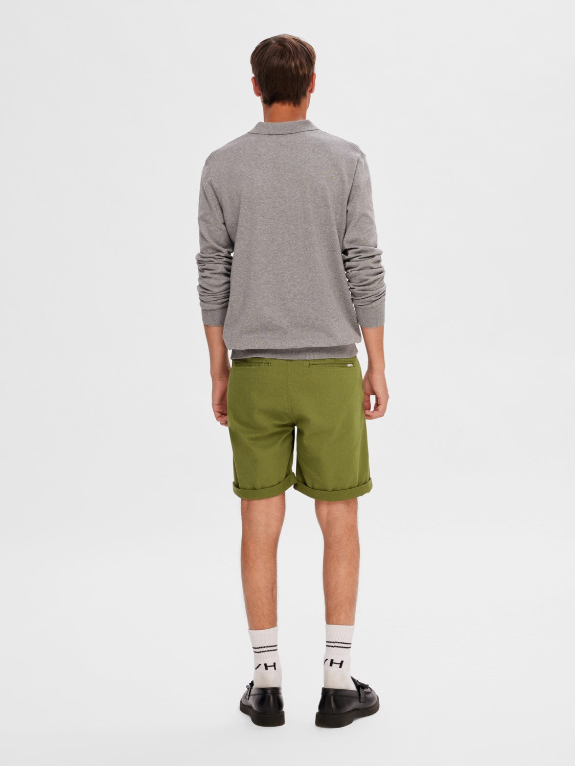 SELECTED Grey 3 Button Knit Poloshirt