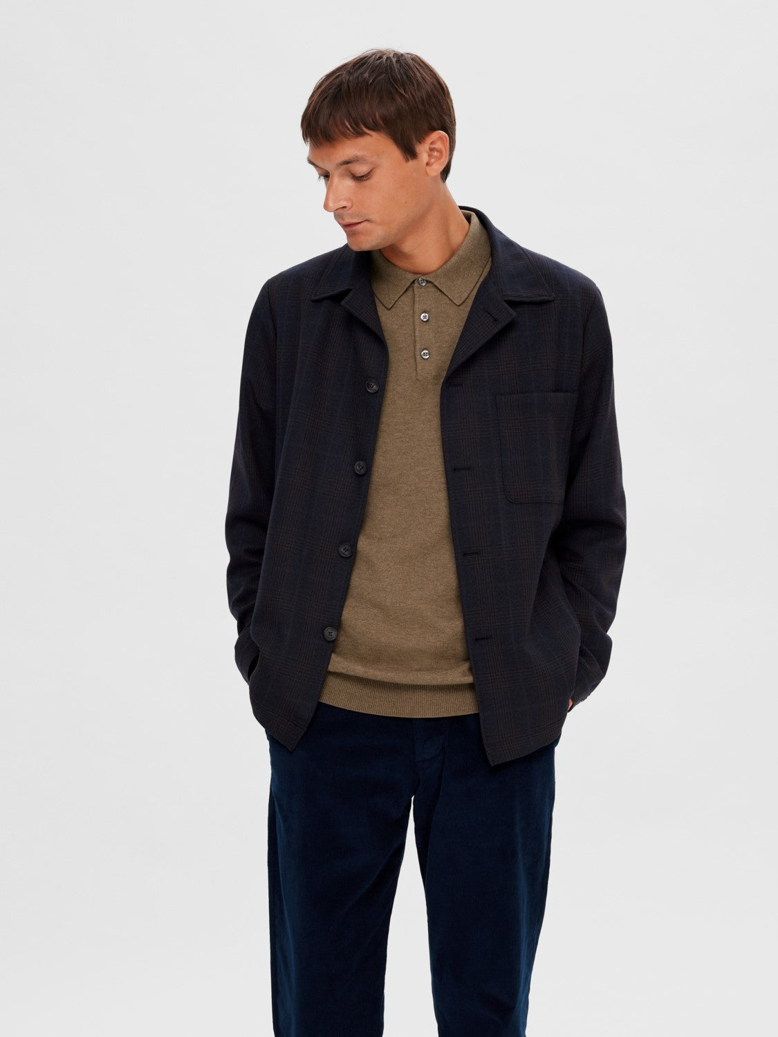 SELECTED Teak 3 Button Knit Poloshirt