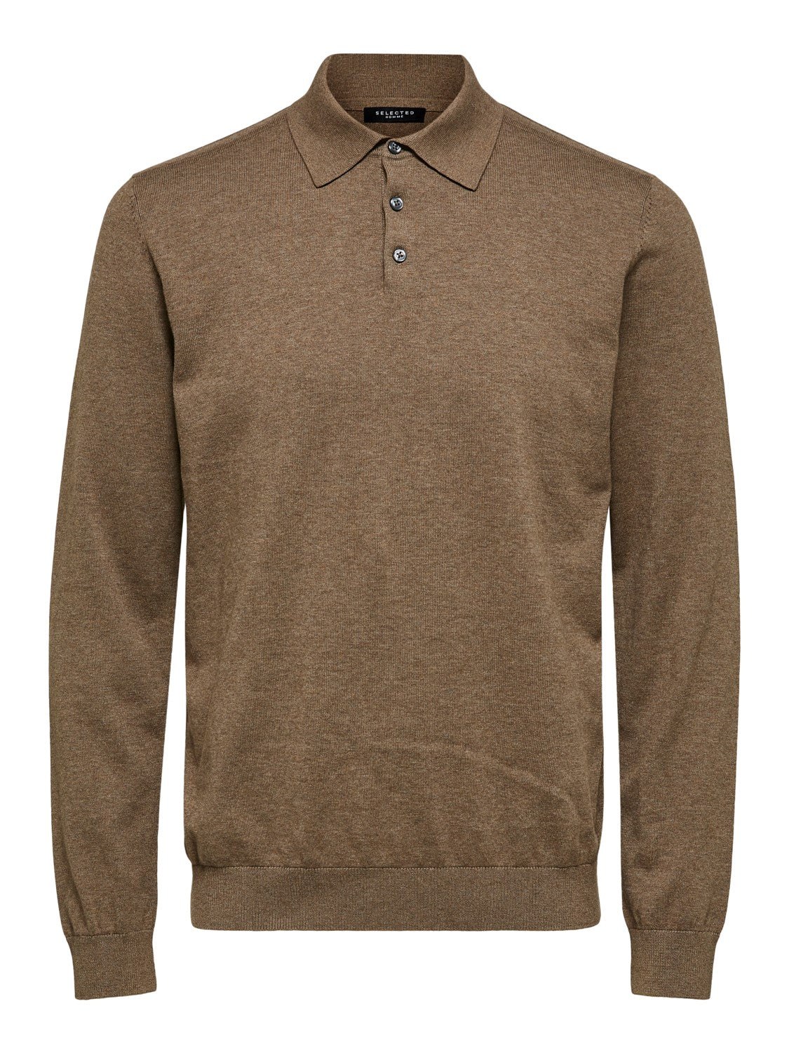 SELECTED Teak 3 Button Knit Poloshirt