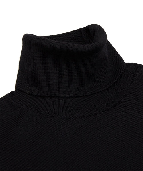 Profuomo Black Merino Roll-Neck Knit Jumper at StylishgGuy