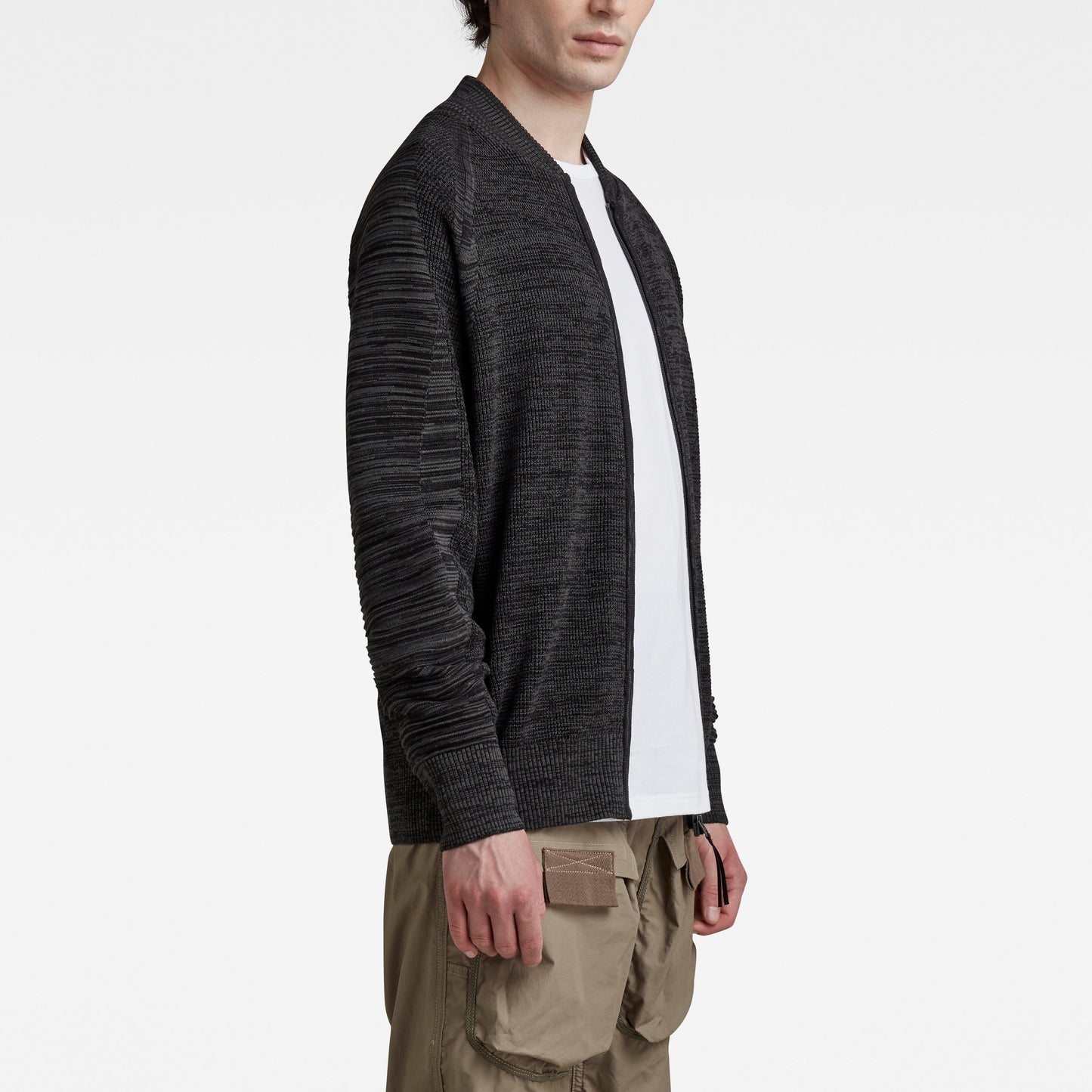 G-Star Grey & Black Biker Full-Zip Knit Cardigan (aw/22)