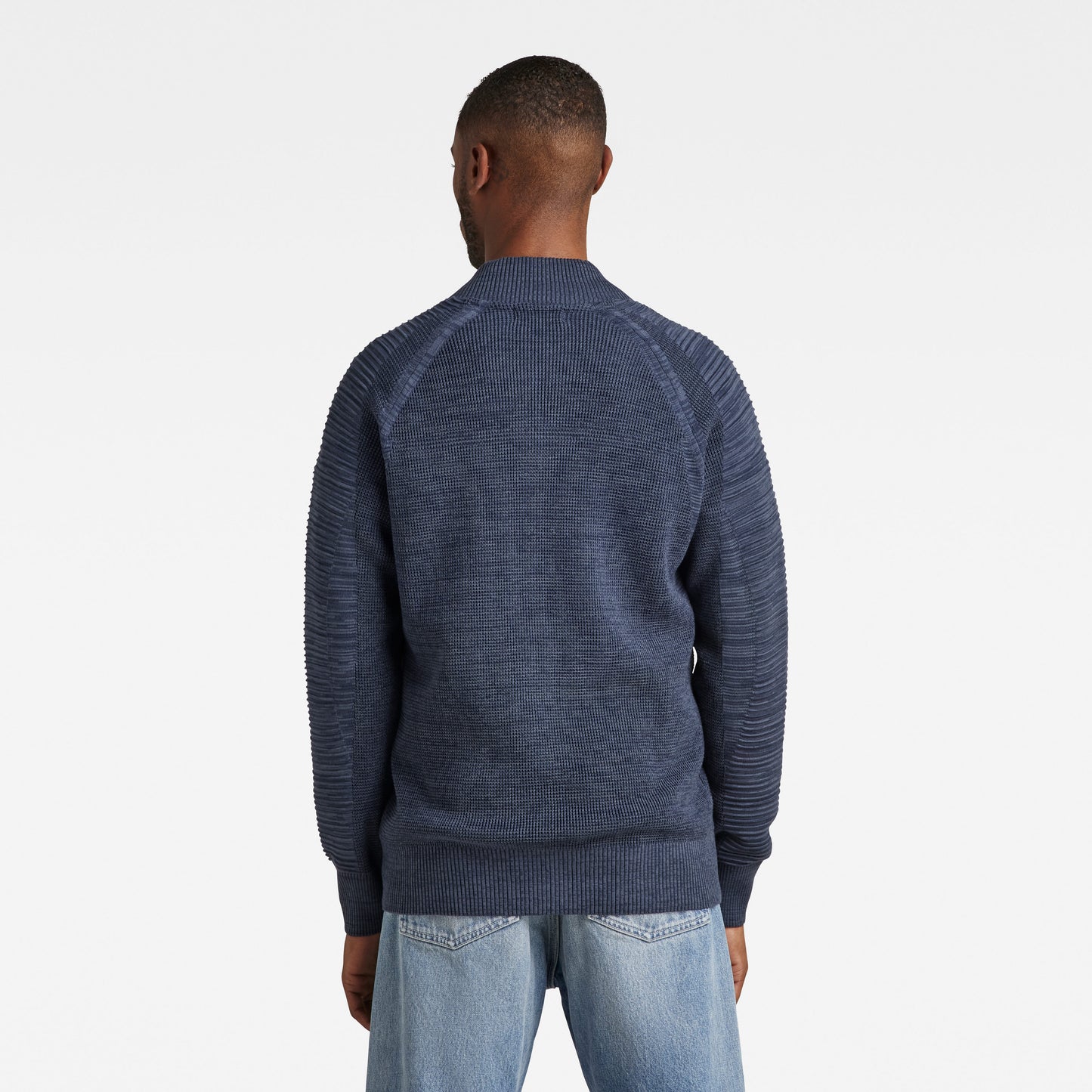 G-Star Mixed Blue Biker Full-Zip Knit Cardigan