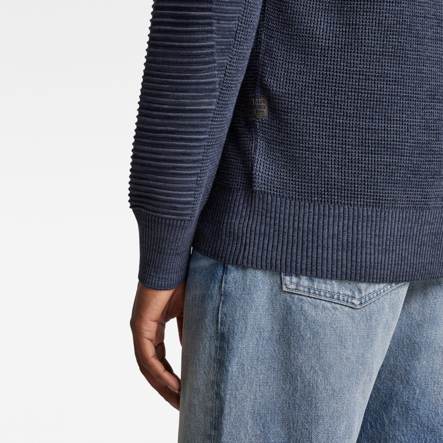 G-Star Mixed Blue Biker Full-Zip Knit Cardigan