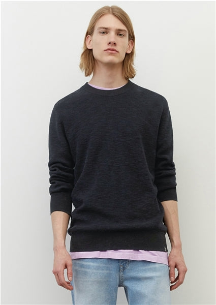 Marc O'Polo Dark Navy Blended Linen Knitted Jumper