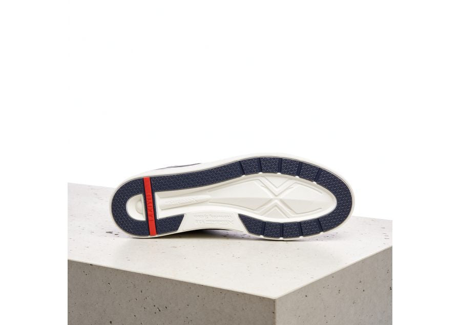 LLOYD Navy Leather Trainer with laces and a comfortable white cushion sole, available at StylishGuy Menswear Dublin