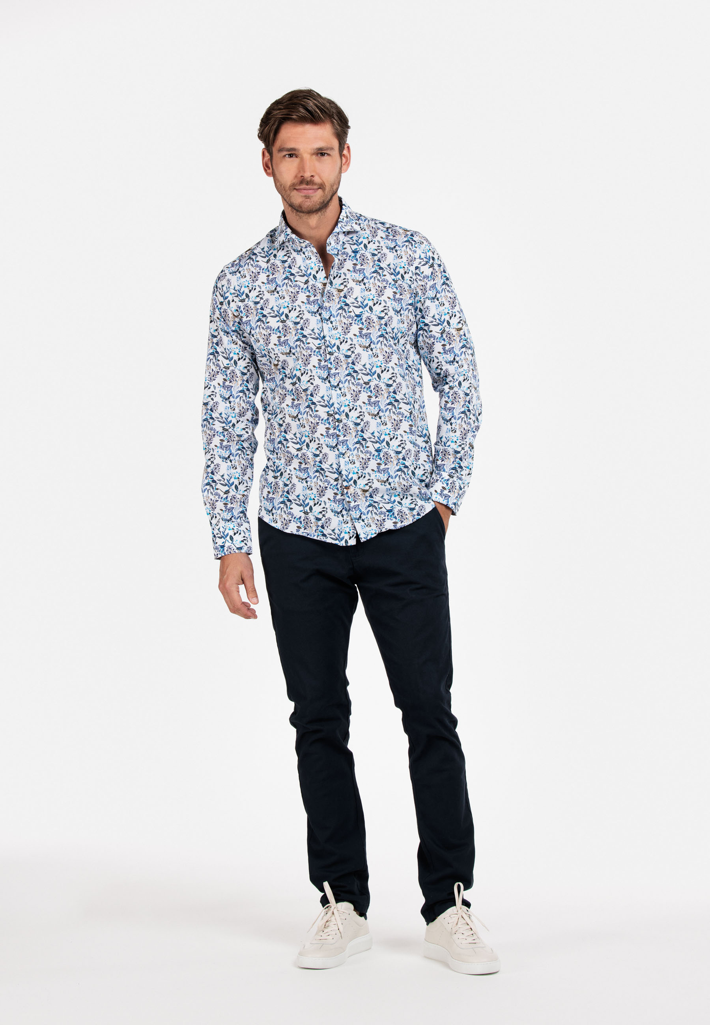 Thomas Maine BARI Blue Print Cotton Shirt