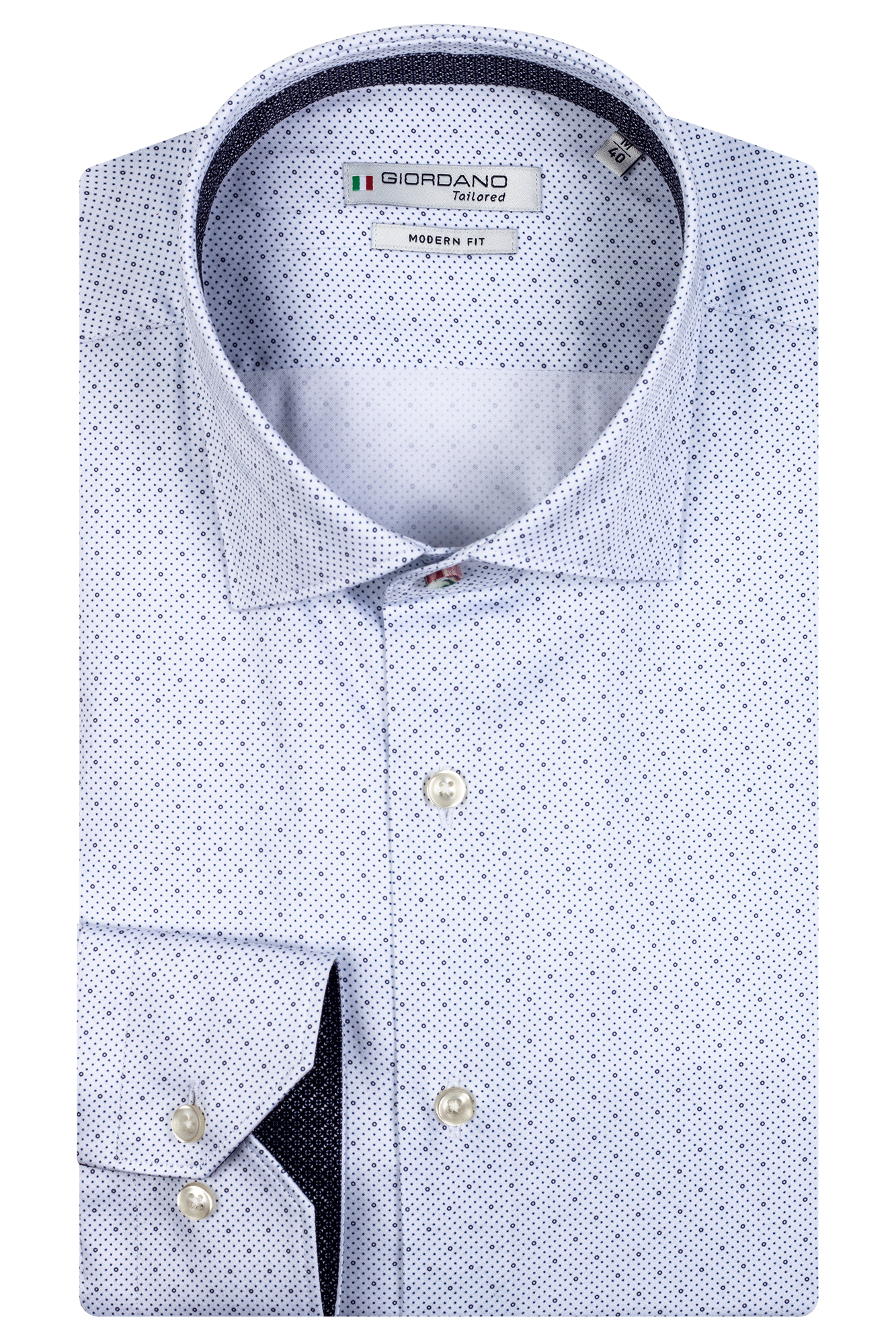 Giordano Blue and White Dot Cotton Shirt