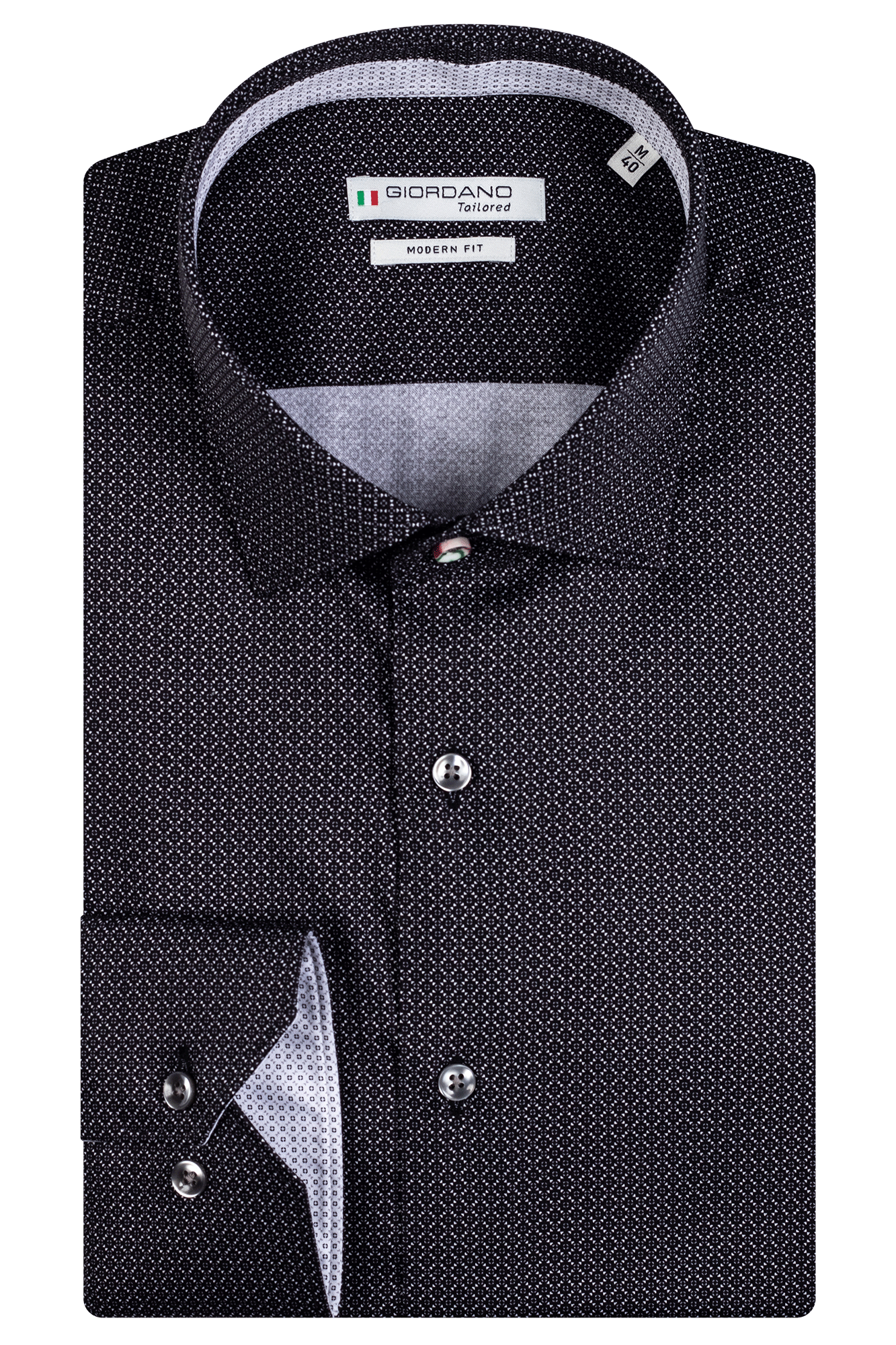 Giordano Black Print Cotton Shirt