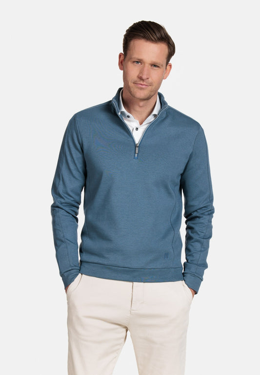 Thomas Maine Denim Blue Half Zip Jumper