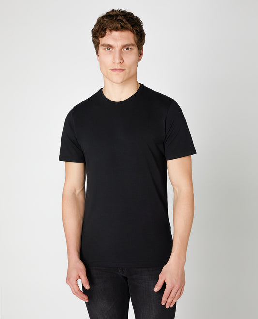 Remus Uomo Tapered Fit Black Cotton T-Shirt