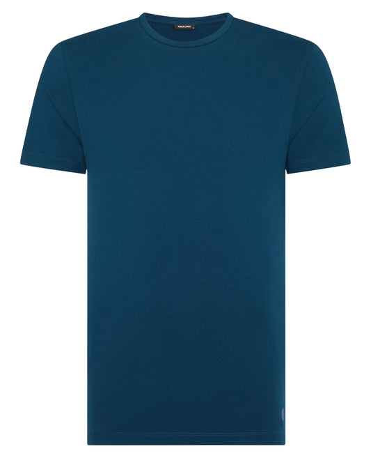 Remus Uomo Tapered Fit Blue Cotton T-Shirt