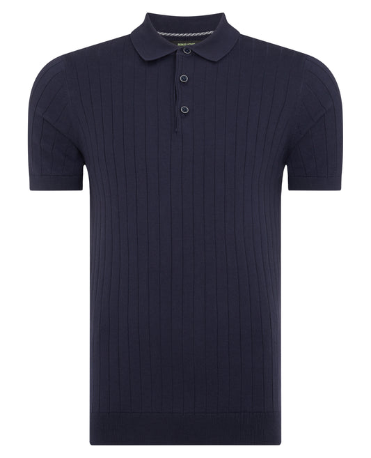 Remus Uomo Navy Knitted Cotton Polo