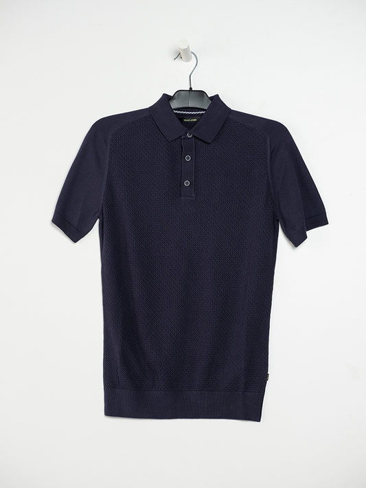 Remus Uomo Navy Waffle Cotton Polo