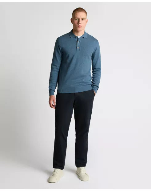 Remus Uomo Blue Cotton 3 Button Jumper