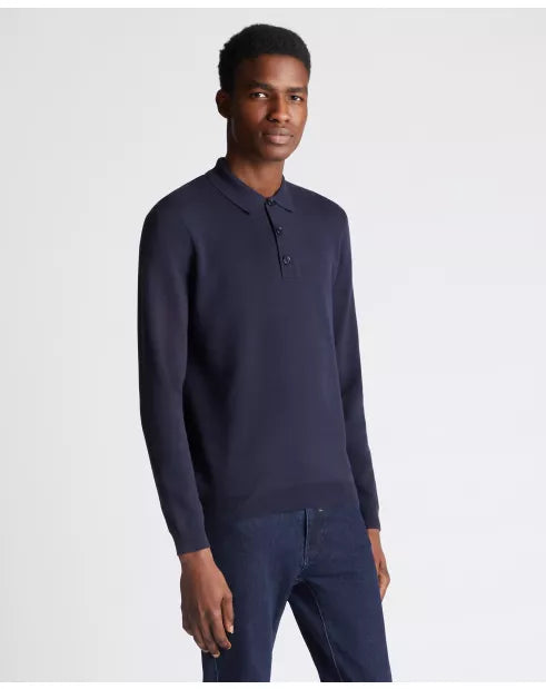Remus Uomo Navy Cotton 3 Button Jumper