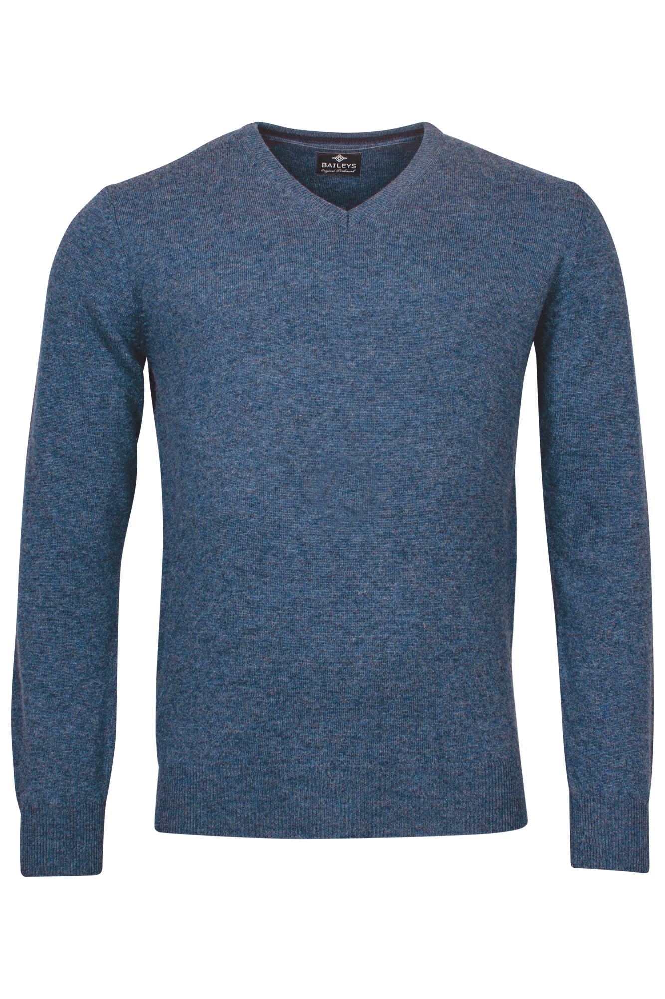 Baileys Mid Blue V Neck Lambswool Jumper