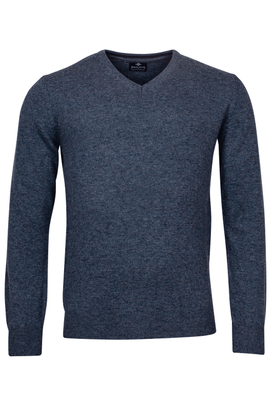 Baileys Deep Denim V Neck Lambswool Jumper