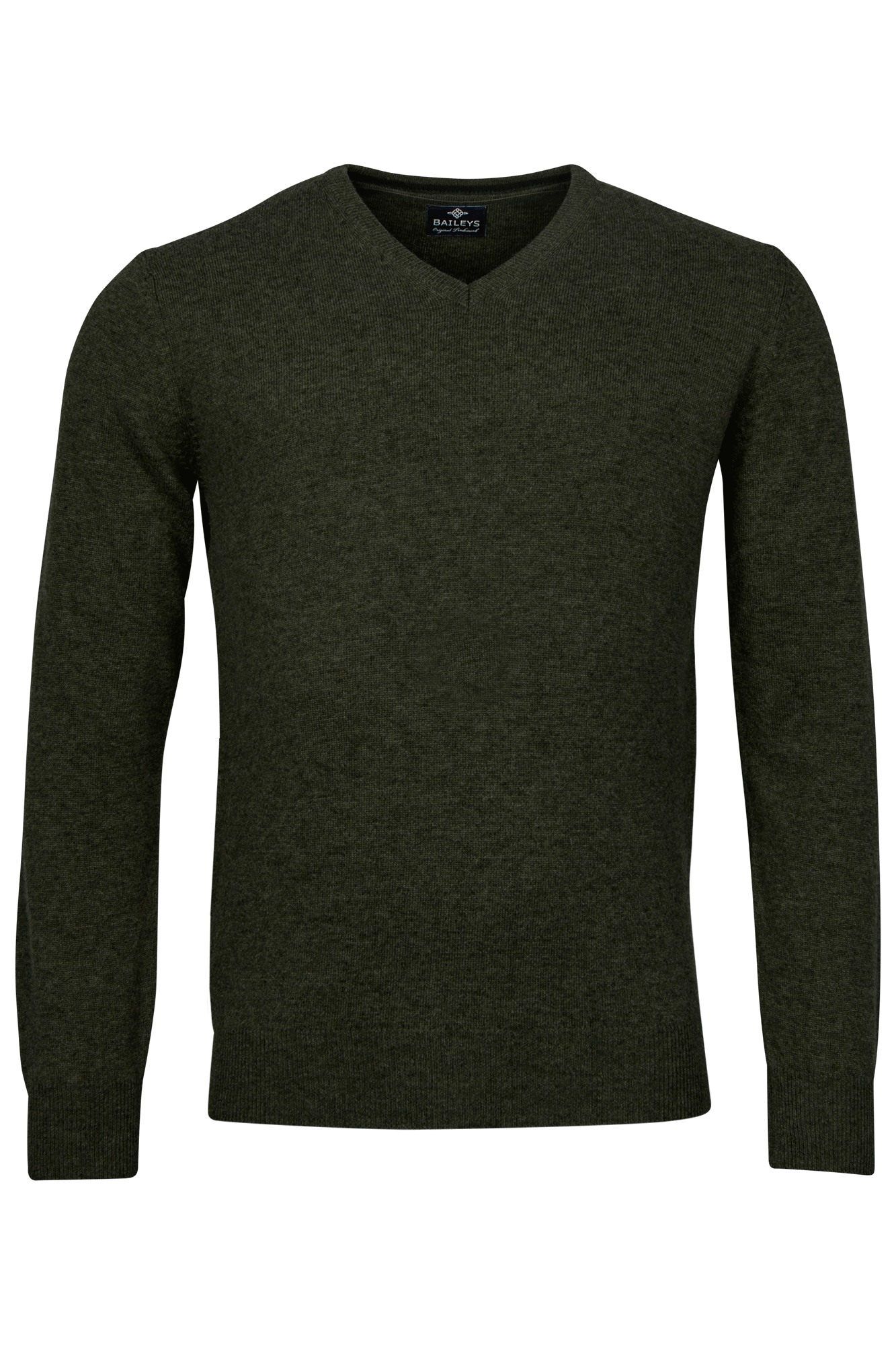 Baileys Olive Green V Neck Lambswool Jumper