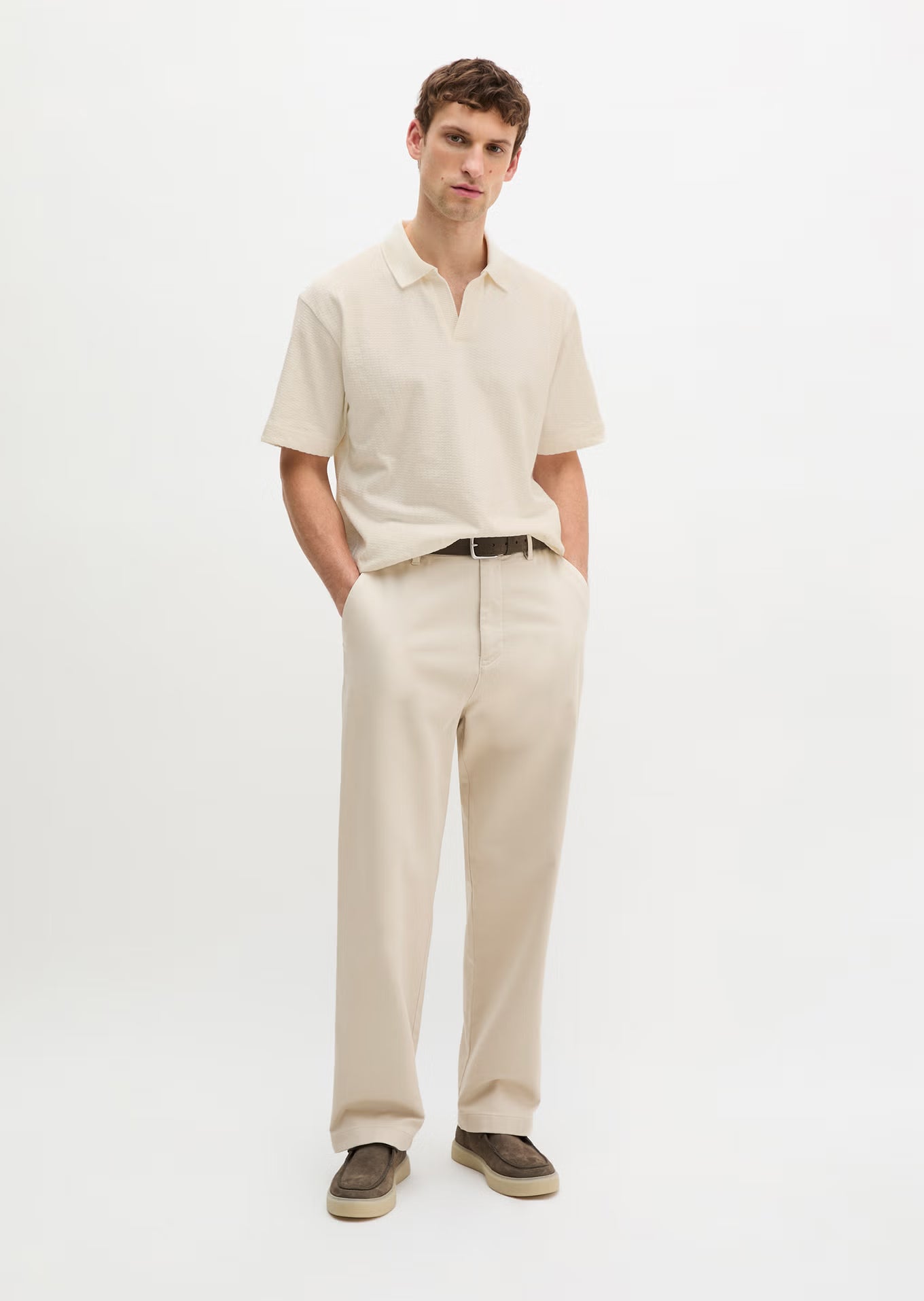 MARC O'POLO Structured REGULAR Open neck polo shirt