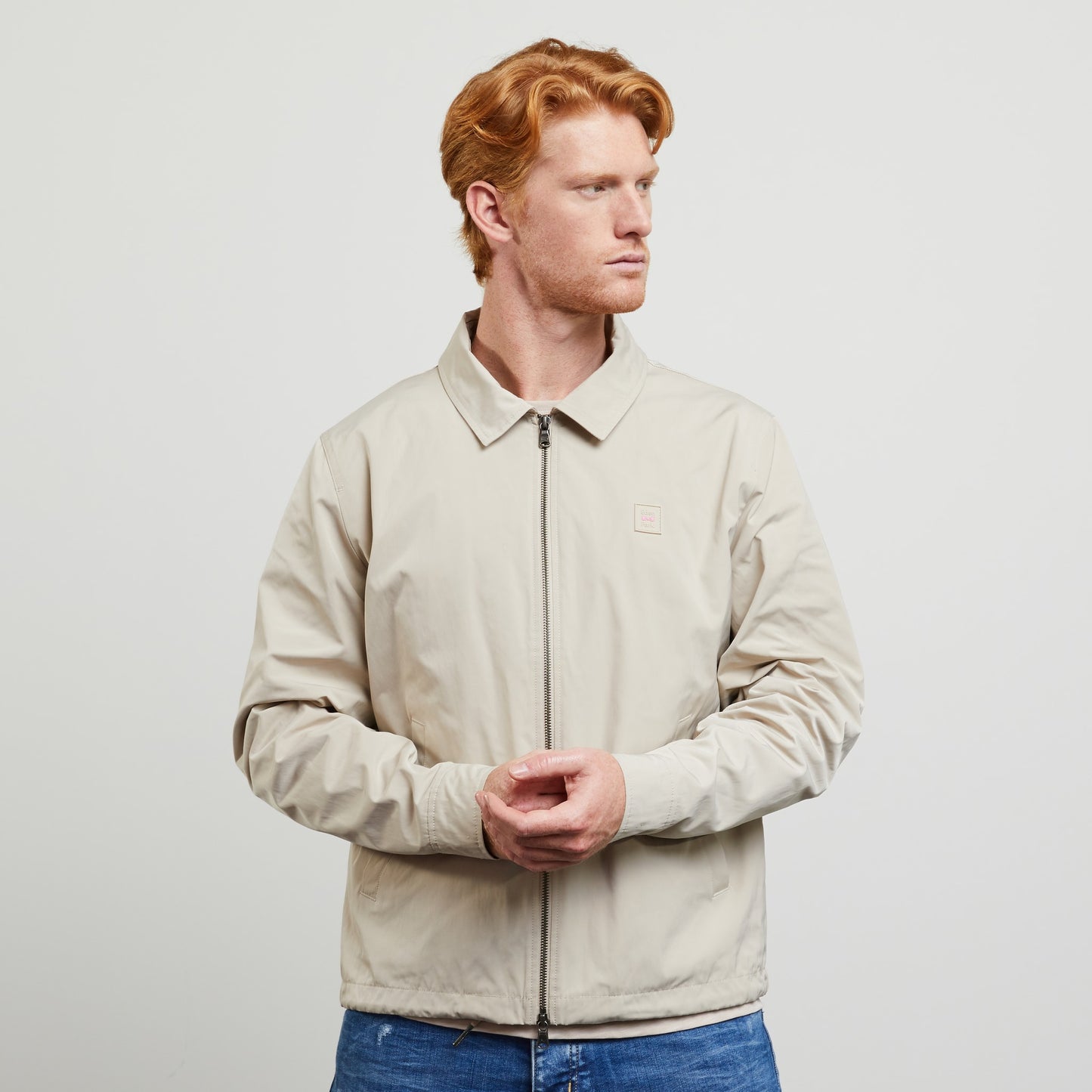 Eden Park Water-Resistant Beige Cotton Zip Jacket