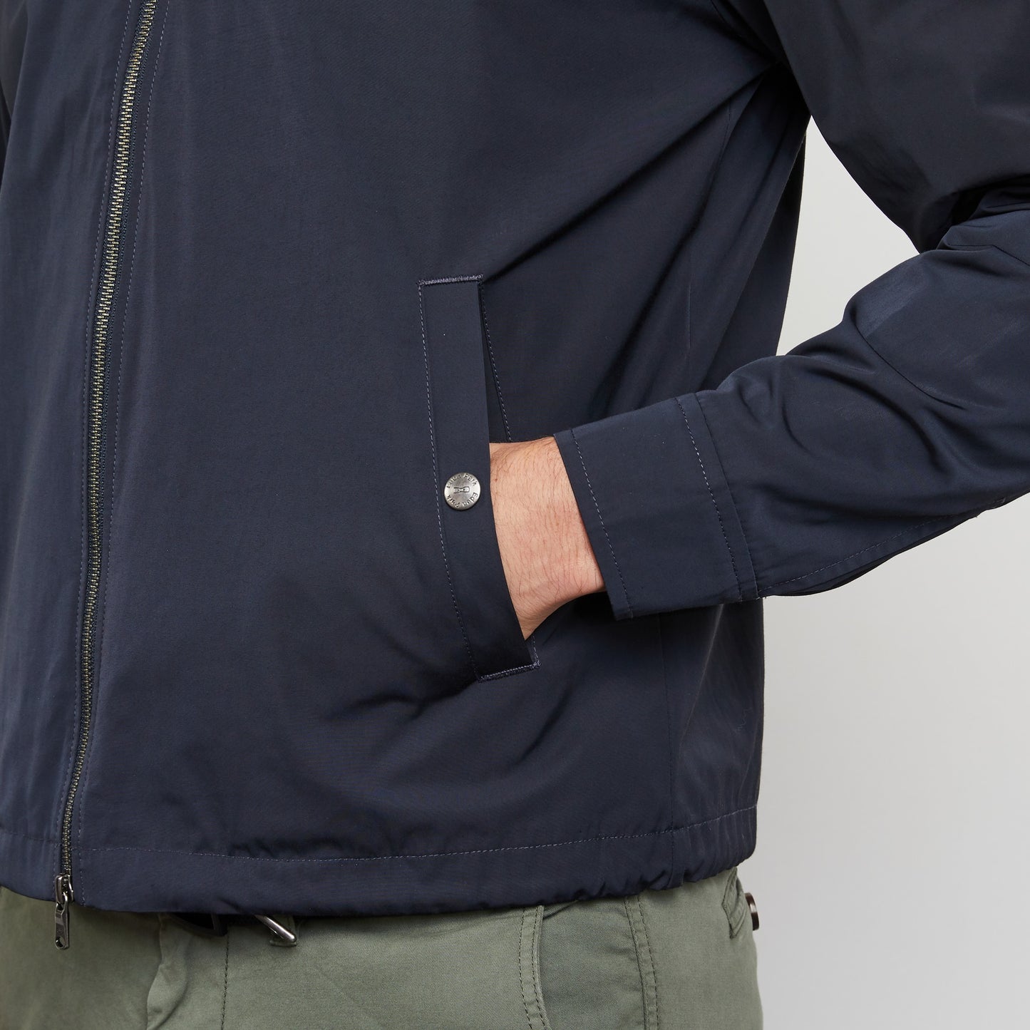 Eden Park Water-Resistant Navy Cotton Zip Jacket