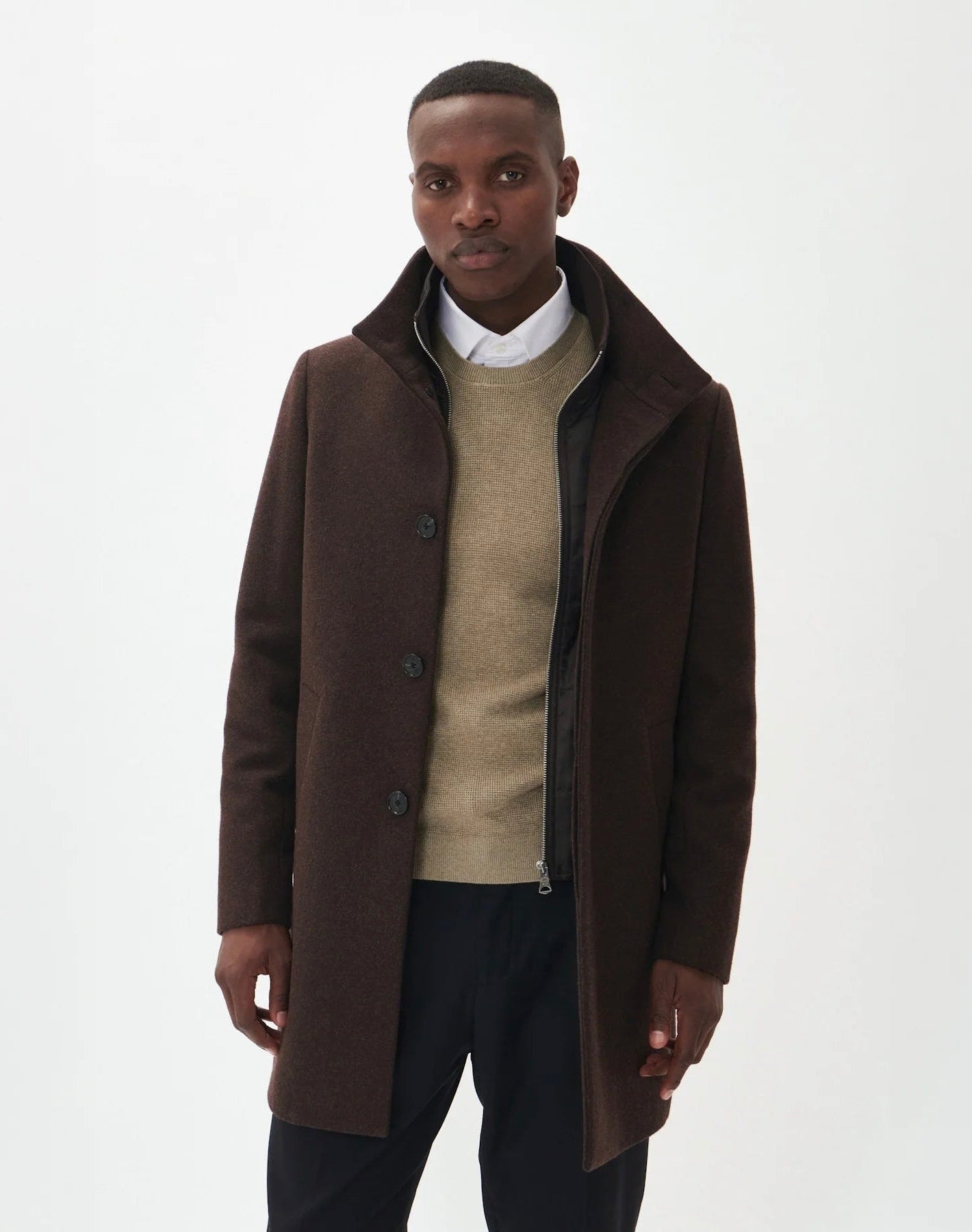 Matinique Harvey Wool Overcoat Espresso