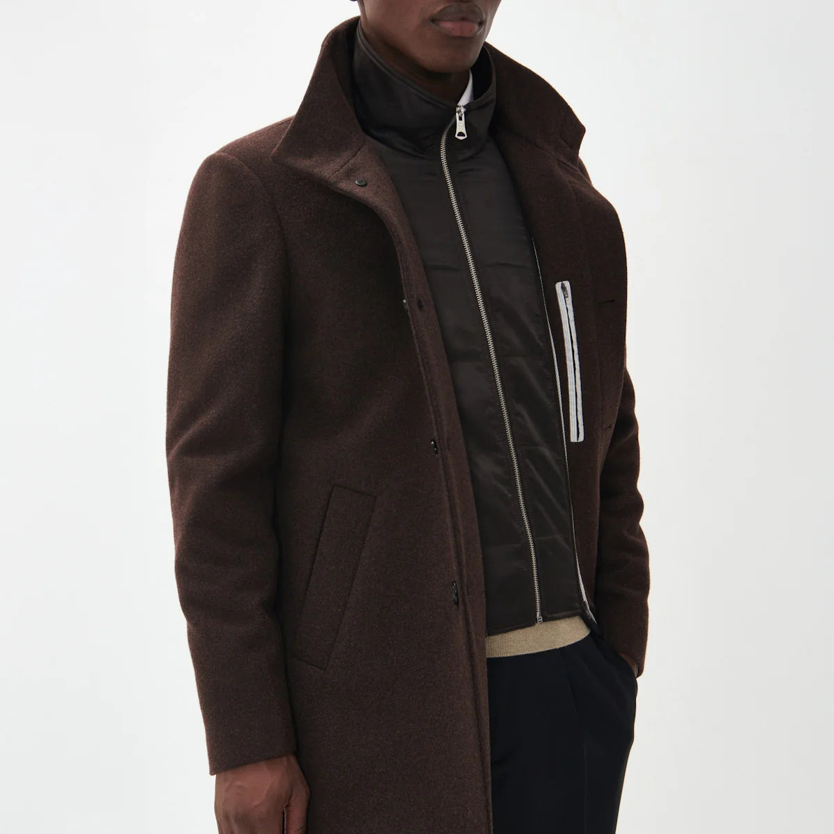 Matinique Harvey Wool Overcoat Espresso