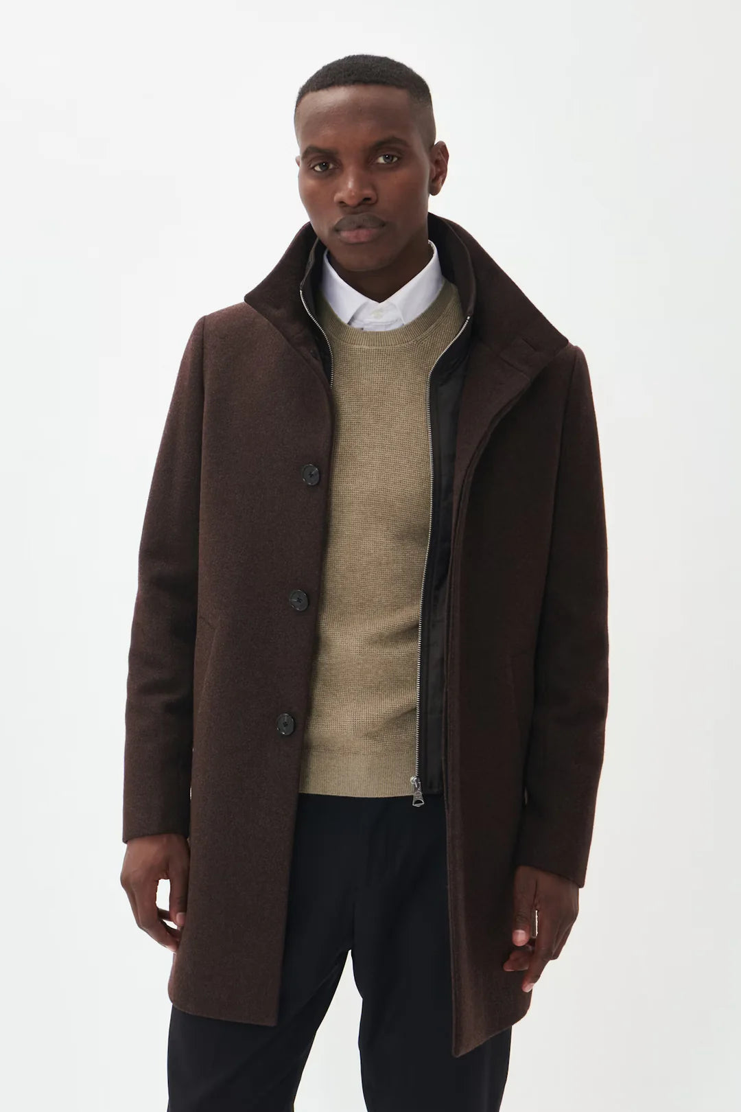 Matinique Harvey Wool Overcoat Espresso