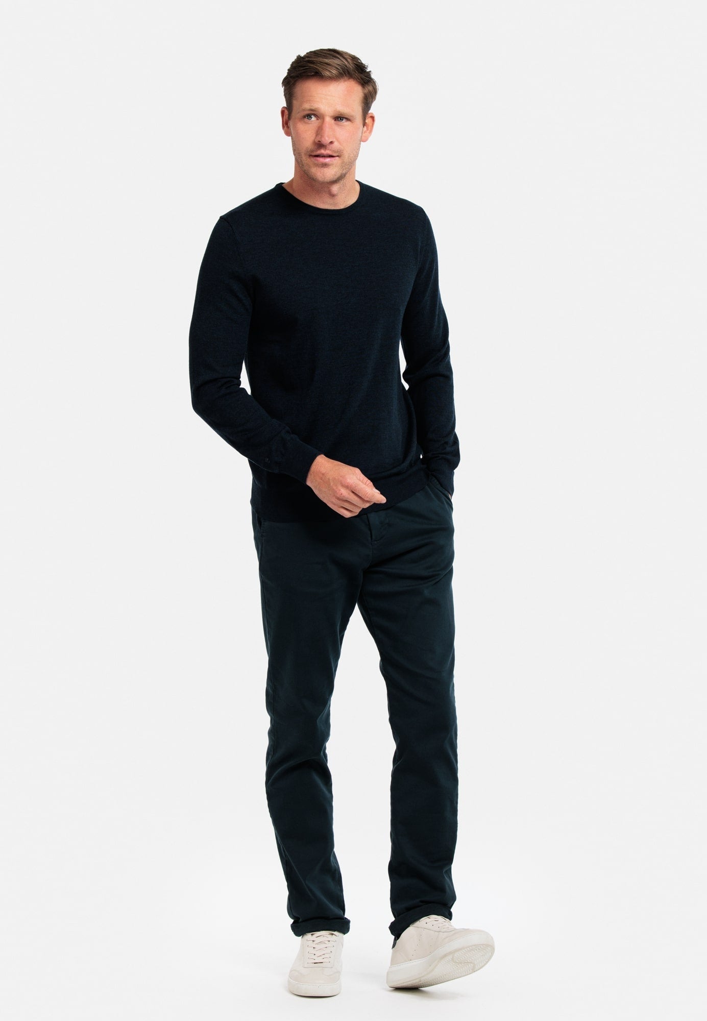 Thomas Maine Navy Merino Wool Jumper