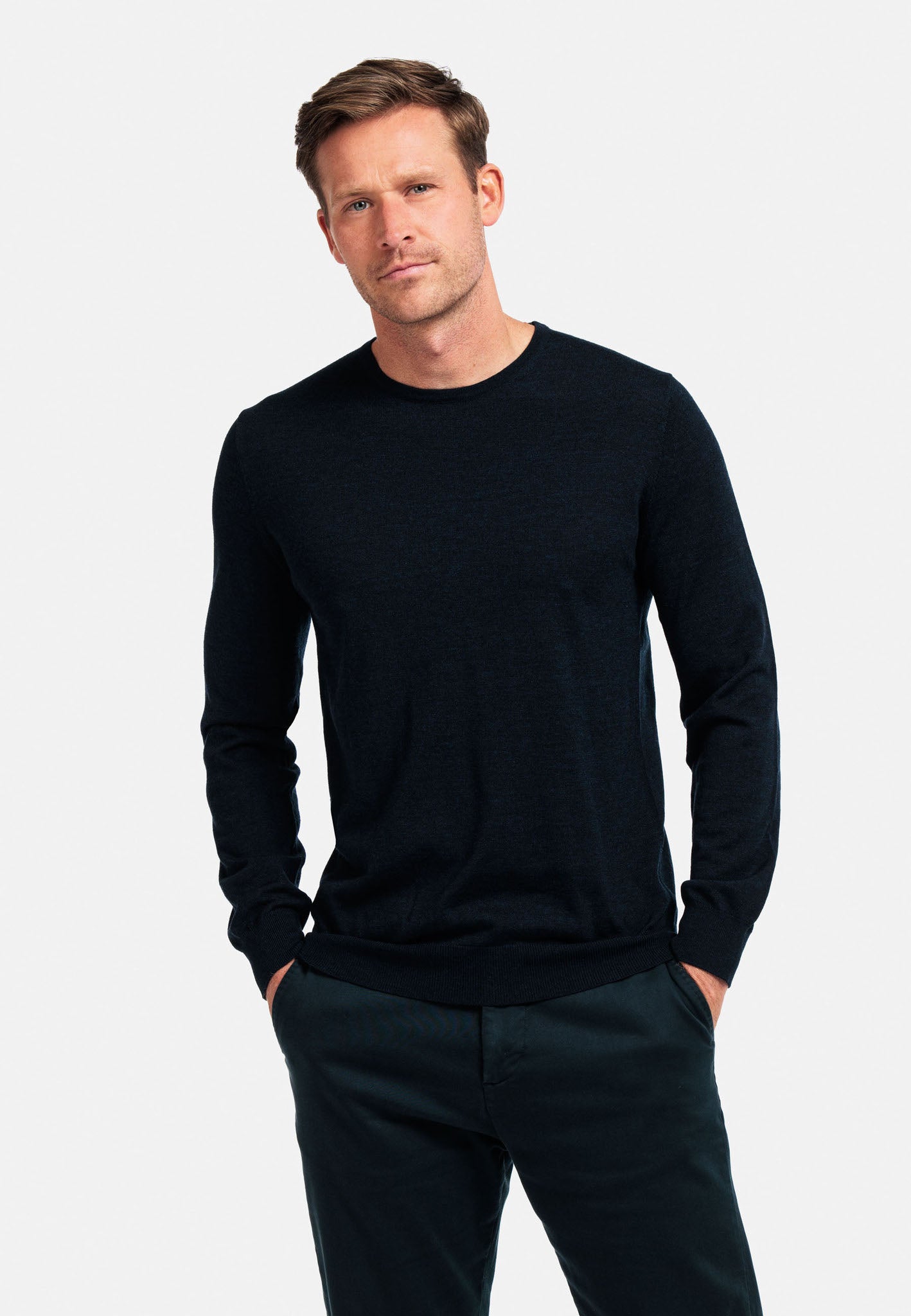 Thomas Maine Navy Merino Wool Jumper