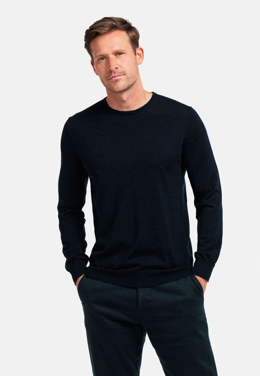 Thomas Maine Navy Merino Wool Jumper