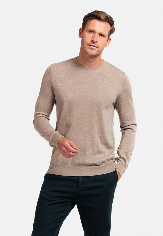 Thomas Maine Beige Merino Wool Jumper