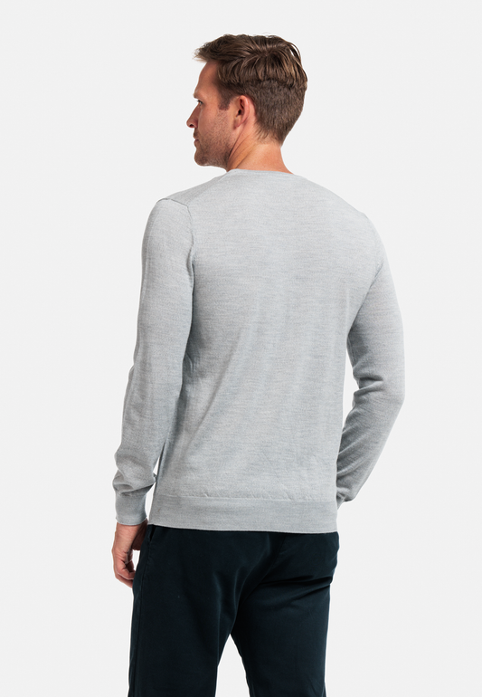 Thomas Maine Grey Merino Wool Jumper