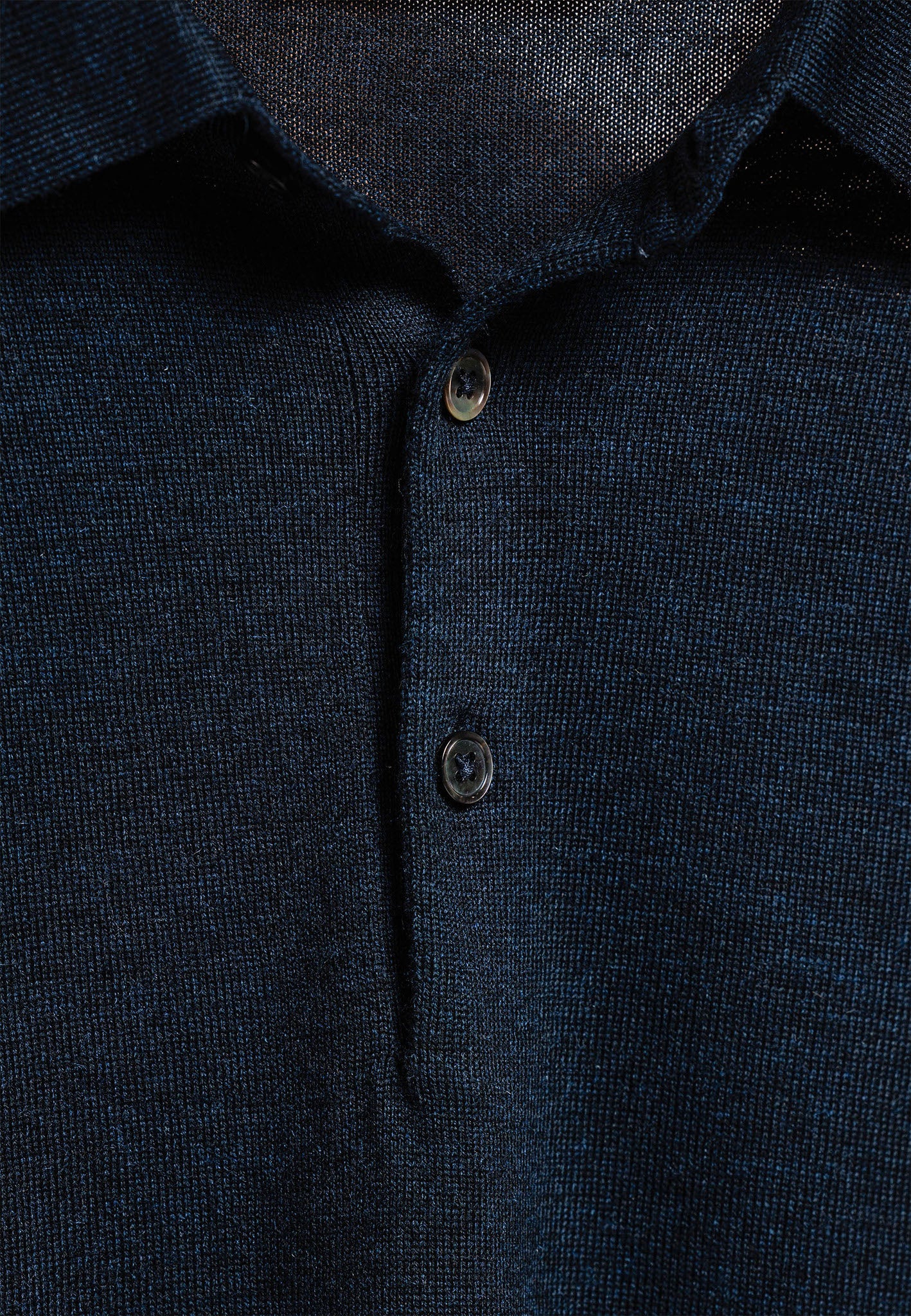 Thomas Maine 100% Merino Wool Long Sleeve Polo - Navy