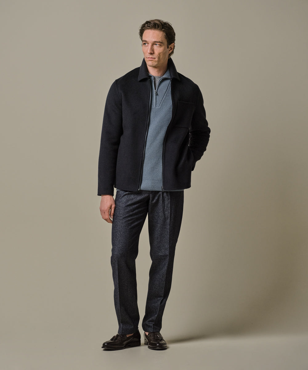 Profuomo Navy Wool Zip Jacket