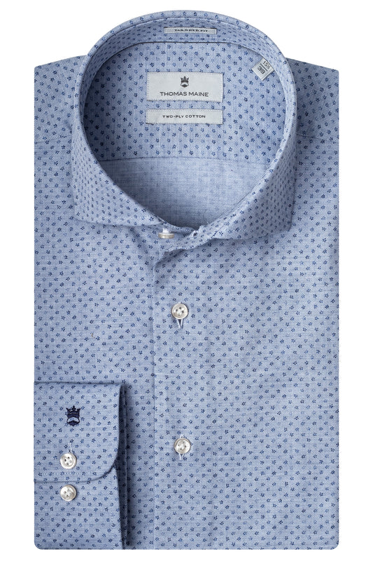 Thomas Maine LEGGIUNO Blue Print Cotton Shirt