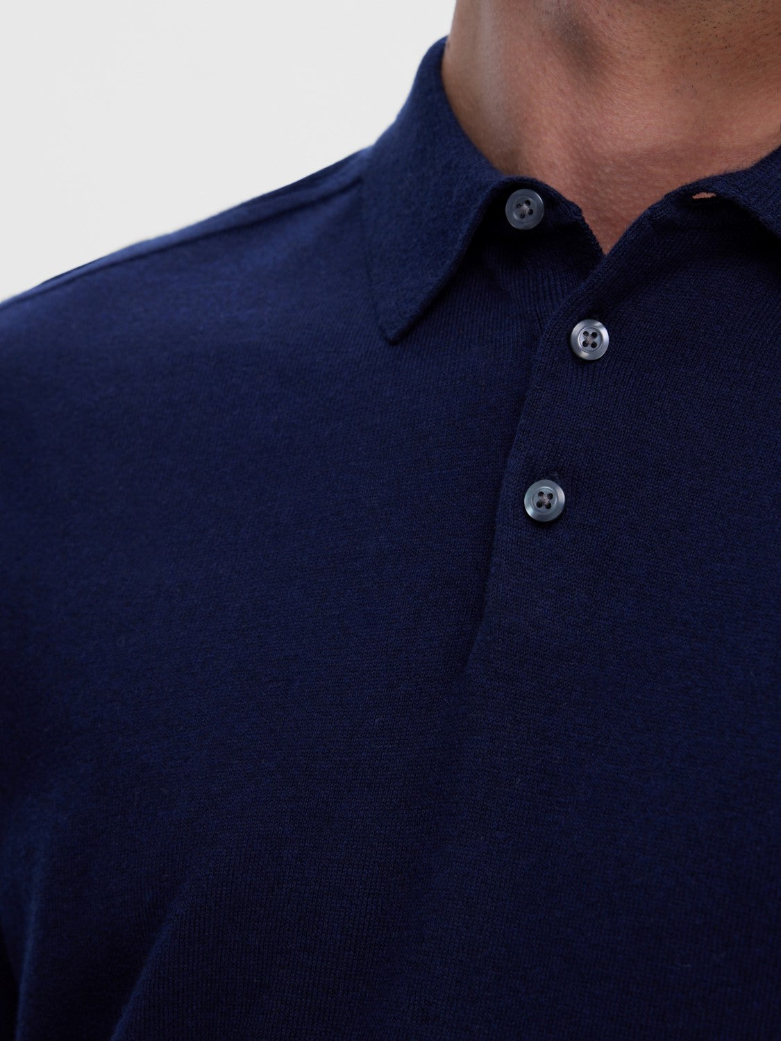 SELECTED Navy 3 Button Knit Poloshirt