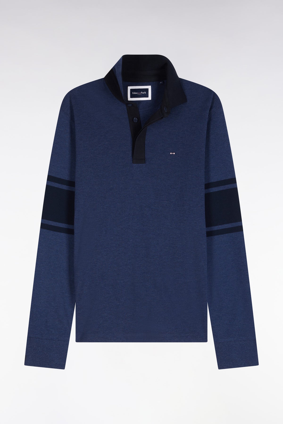 Eden Park Jouer des Coudes Long Sleeve Polo - Dark Blue Marl - photo 1