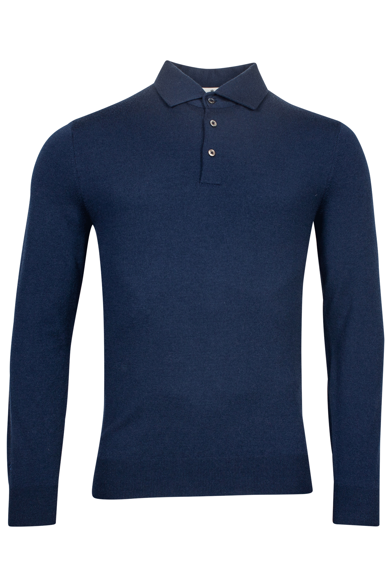 Merino Wool Polo With Collar - Blue