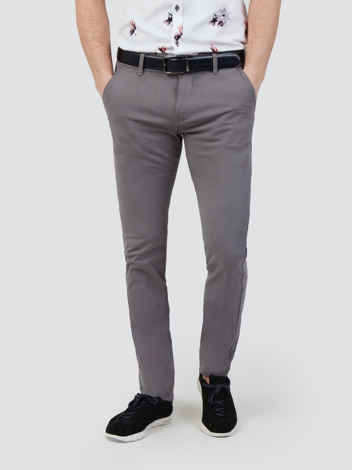 Mish Mash Charcoal Grey Chino Trousers Front View at StylishGuy Menswear