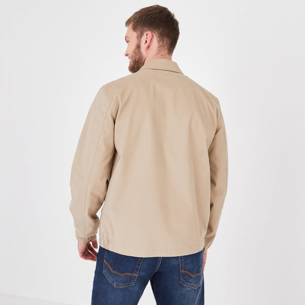 Men’s Water-Resistant Beige Cotton Zip Jacket with Long Sleeves and a collar from Eden Park Paris available at StylishGuy Menswear Ireland