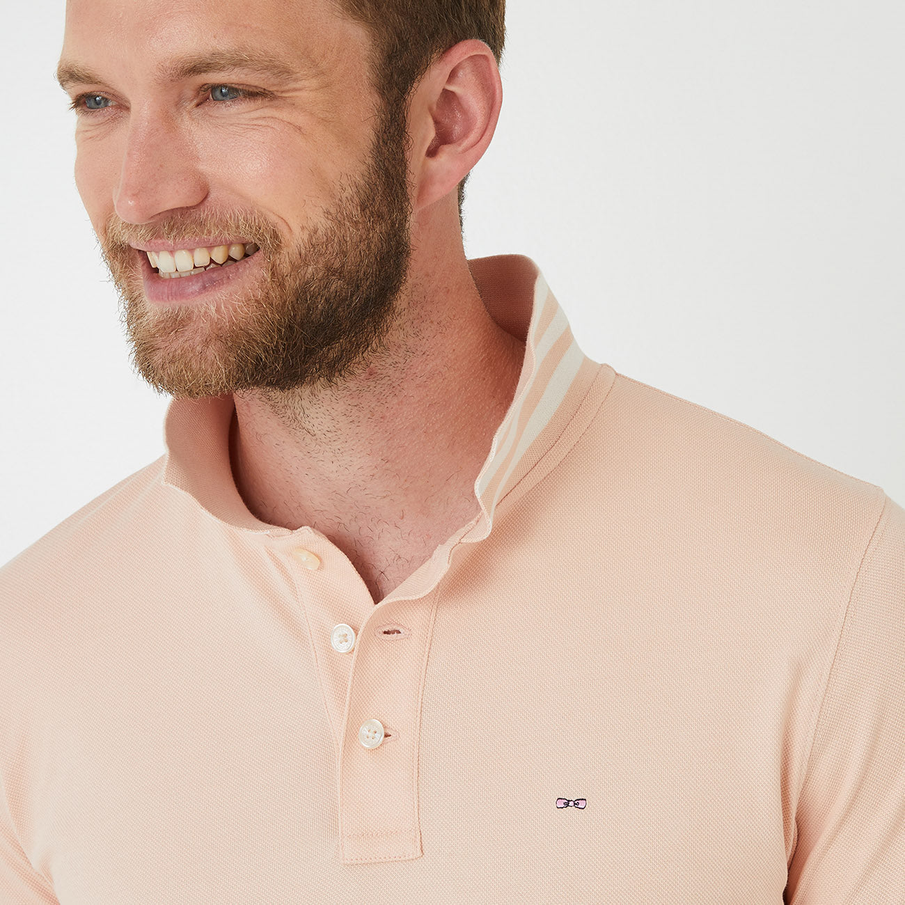 Eden Park Classic Light Peach Poloshirt with Sports Collar. Short sleeves and a classic collar poloshirt made from soft cotton pique. Available at StylishGuy Menswear Boutique Dublin.