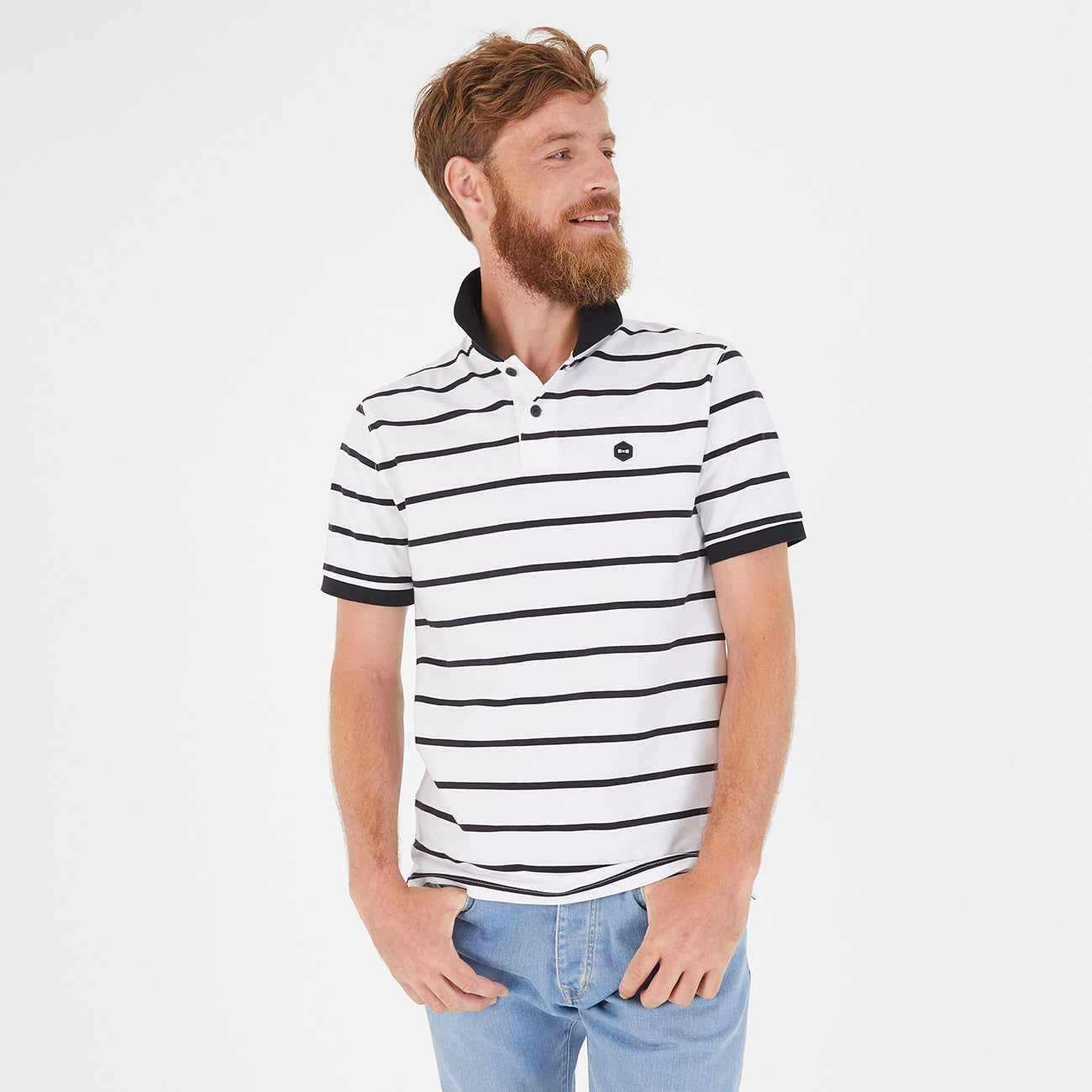 Eden Park Classic Striped Poloshirt with short sleeves and a classic collar poloshirt made from soft cotton pique. Available at StylishGuy Menswear Boutique Dublin.