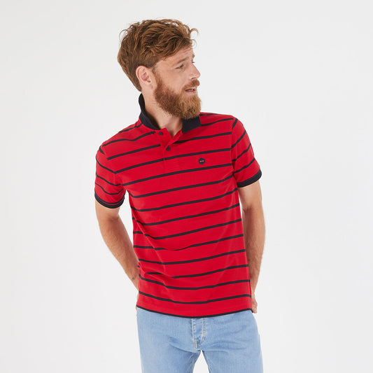 Eden Park Classic Red Striped Poloshirt with short sleeves and a classic collar poloshirt made from soft cotton pique. Available at StylishGuy Menswear Boutique Dublin.