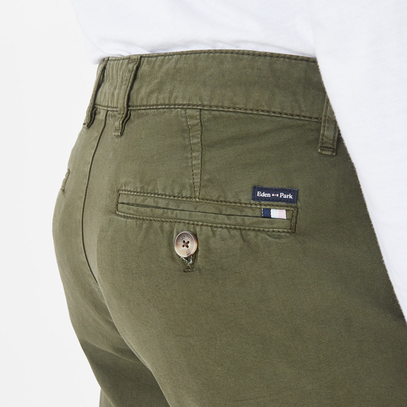  Eden Park Dark Green Chino Bermuda Shorts made from cotton with practical pockets available at StylishGuy Menswear Dublin