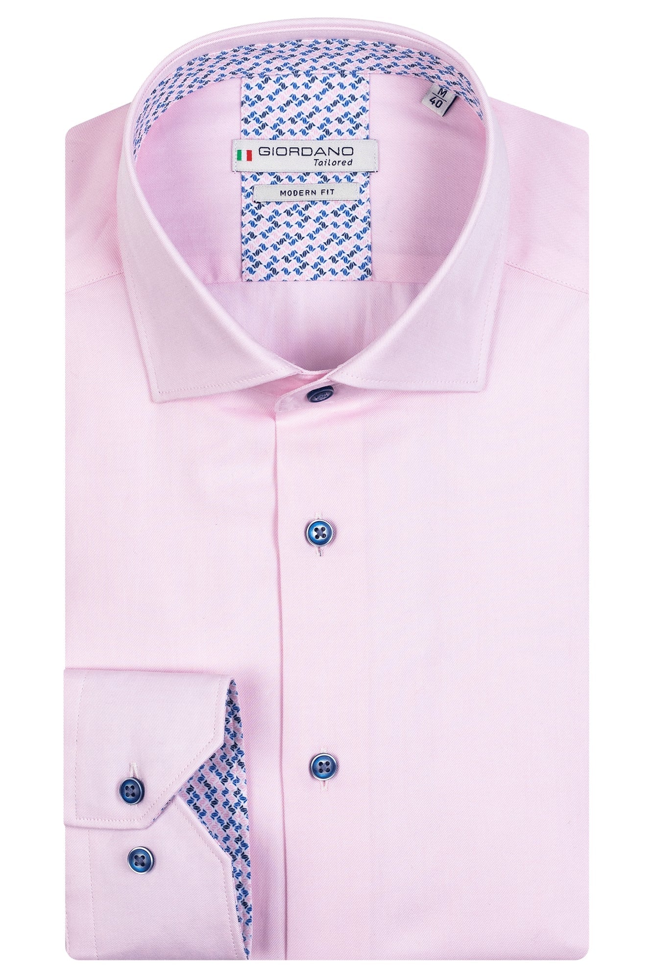 Giordano 100% cotton shirt. Light pink shirt with blue buttons. The perfect summer light shirt. Dressed casually not tucked in, or more formal tucked in. Great paired with jeans and chinos but also shorts.