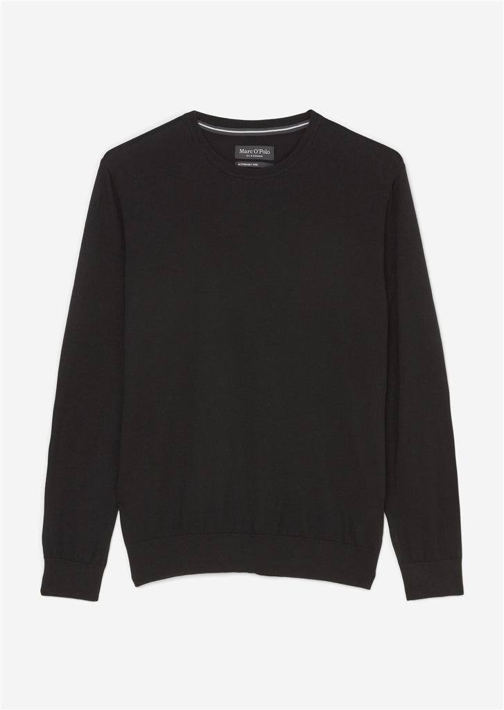 Men's Marc O'Polo Black Italian Merino Wool Knitted Jumper in a relaxed fit and long sleeves available at StylishGuy Menswear Dublin