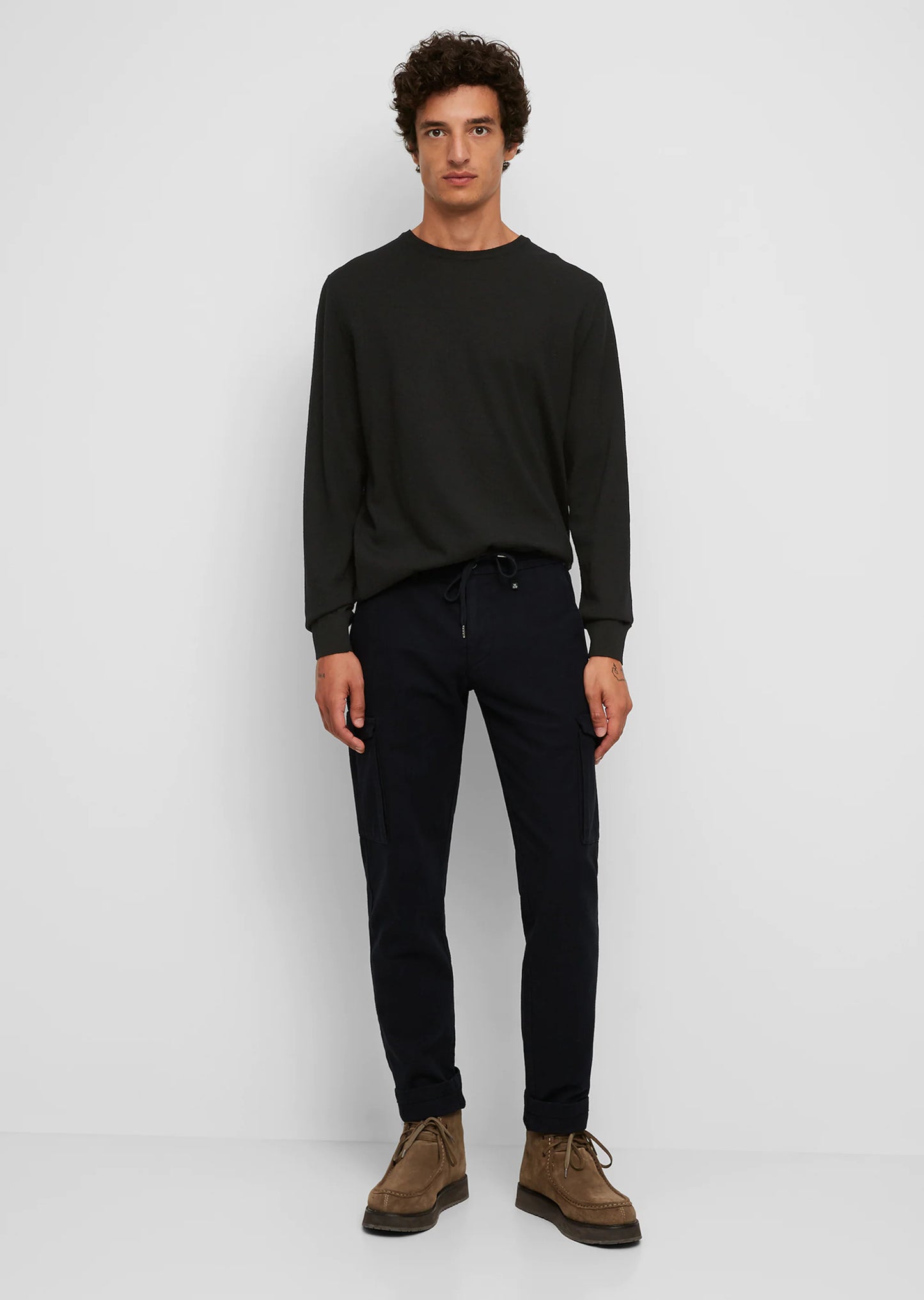 Men's Marc O'Polo Black Italian Merino Wool Knitted Jumper in a relaxed fit and long sleeves available at StylishGuy Menswear Dublin
